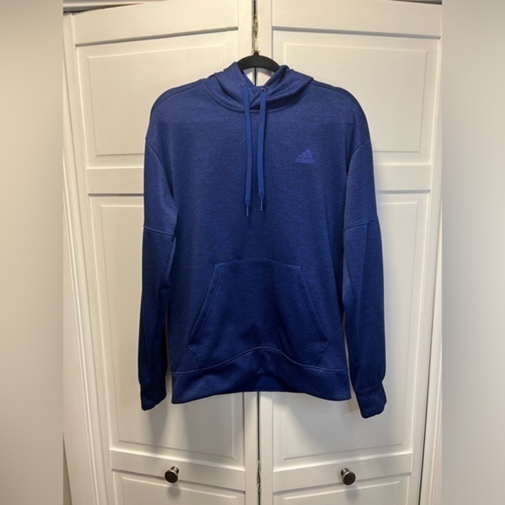 Adidas Mens Fleece Hoodie TI FLC PO Hoodie Pullover Team Issue Blue Size…